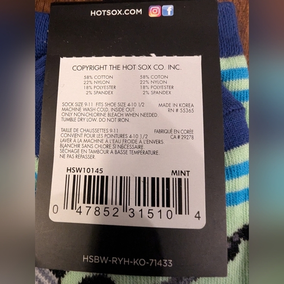 Hotsox Garage Band Socks 1 Pair women's SIZE 4-10 1/2 - Picture 4 of 5